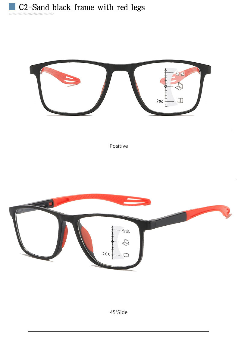 Multi-focus Progressive Reading Glasses – Blue Light Blocking, Ultra-light Sports Frame, Perfect For Distance And Near Vision – Fashionable Eyewear For Seniors