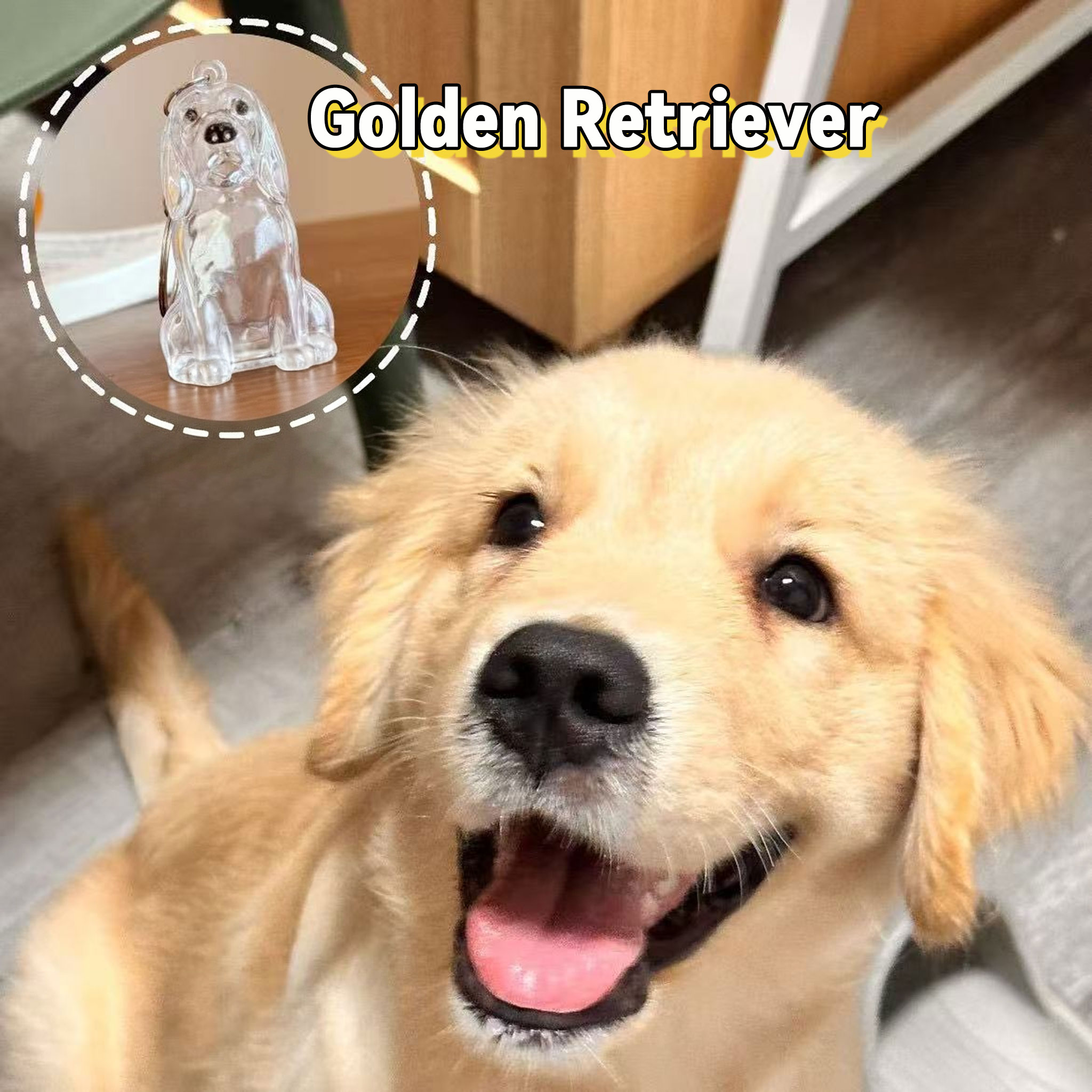 Pet Hair Commemorative Keychain Pendant Cute Dog Transparent Hair Collection Large Dog Shape Creative Keychain-