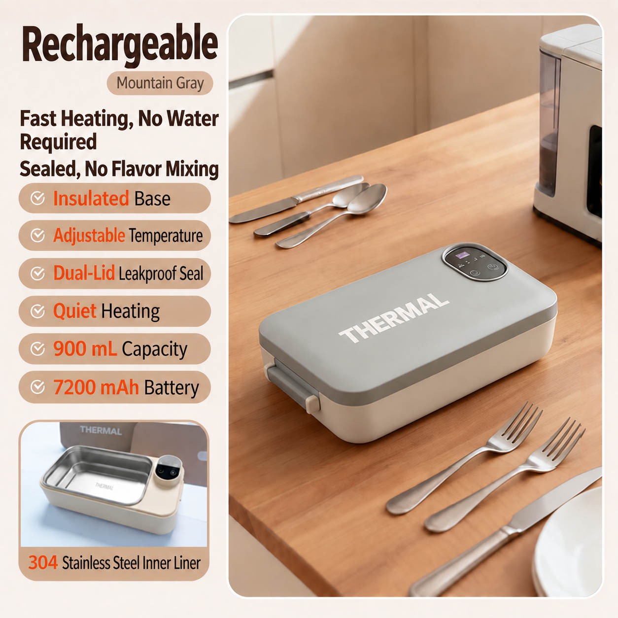 ⚡ Portable Electric Lunch Box With Self-heating 🔋🌡