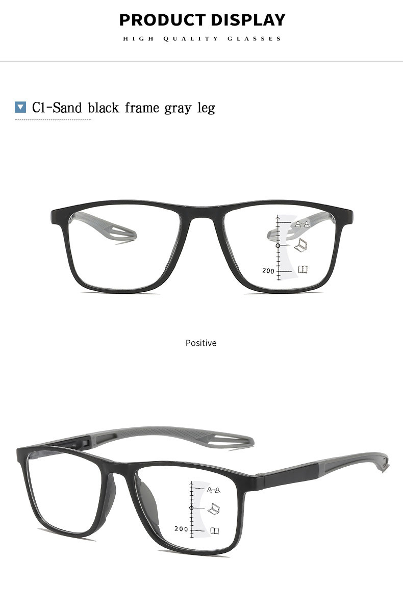 Multi-focus Progressive Reading Glasses – Blue Light Blocking, Ultra-light Sports Frame, Perfect For Distance And Near Vision – Fashionable Eyewear For Seniors