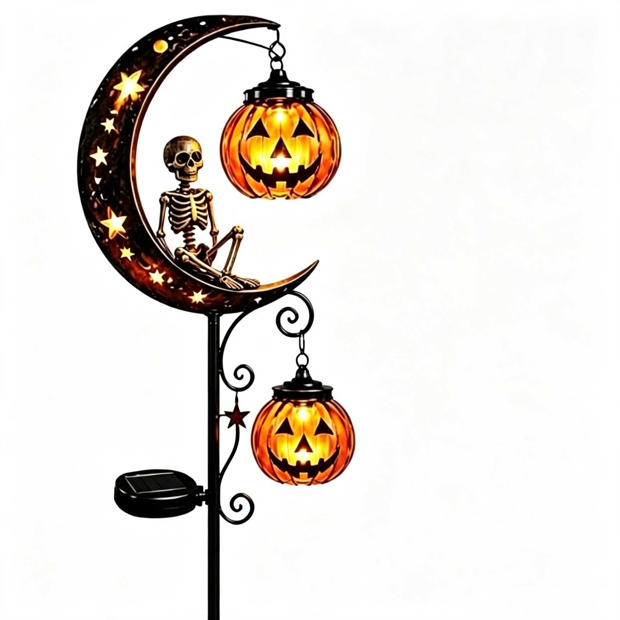 Solar-powered Moon And Black Cat Pumpkin Garden Stake Light🎃