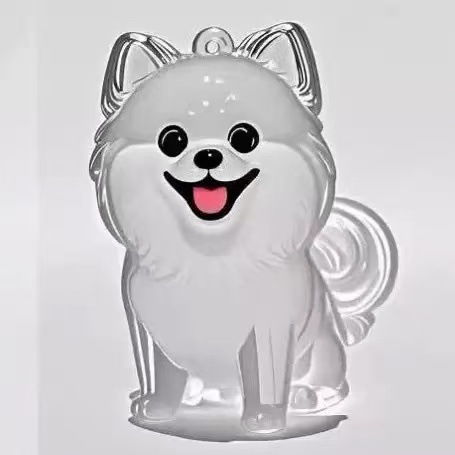Pet Hair Commemorative Keychain Pendant Cute Dog Transparent Hair Collection Large Dog Shape Creative Keychain-