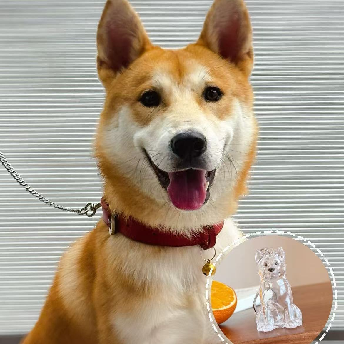 Pet Hair Commemorative Keychain Pendant Cute Dog Transparent Hair Collection Large Dog Shape Creative Keychain-