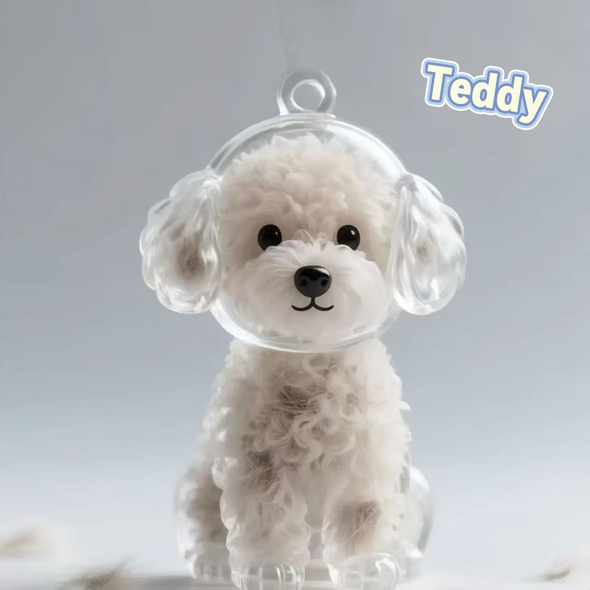 Pet Hair Commemorative Keychain Pendant Cute Dog Transparent Hair Collection Large Dog Shape Creative Keychain-