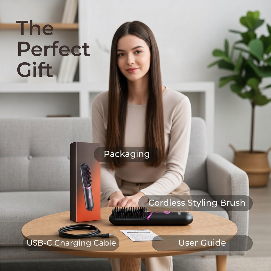 Cordless Straightening And Curling Comb—two-in-one