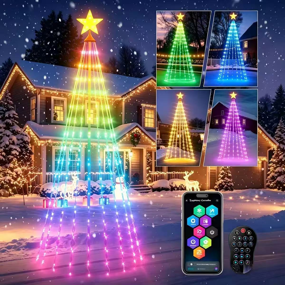 Christmas Tree String Lights For Holiday Decorations: Smart Rgb Led Tree Lights