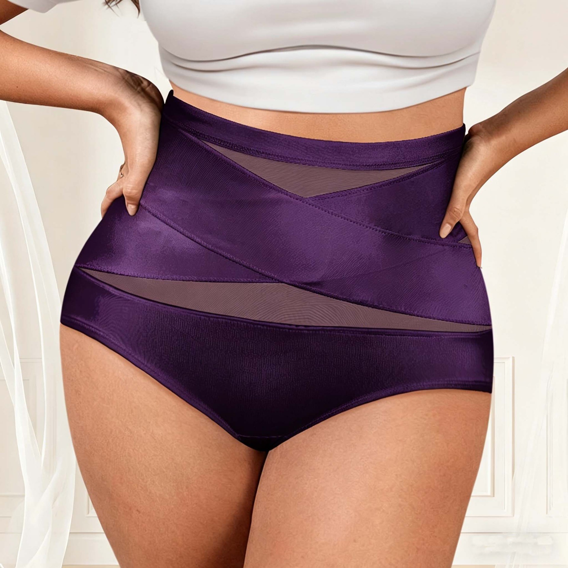 High Waisted Body Shaping Pants, Restrained Waist And Hip Lifting Underwear, Crossed Bandage And Abdominal Compression Pants