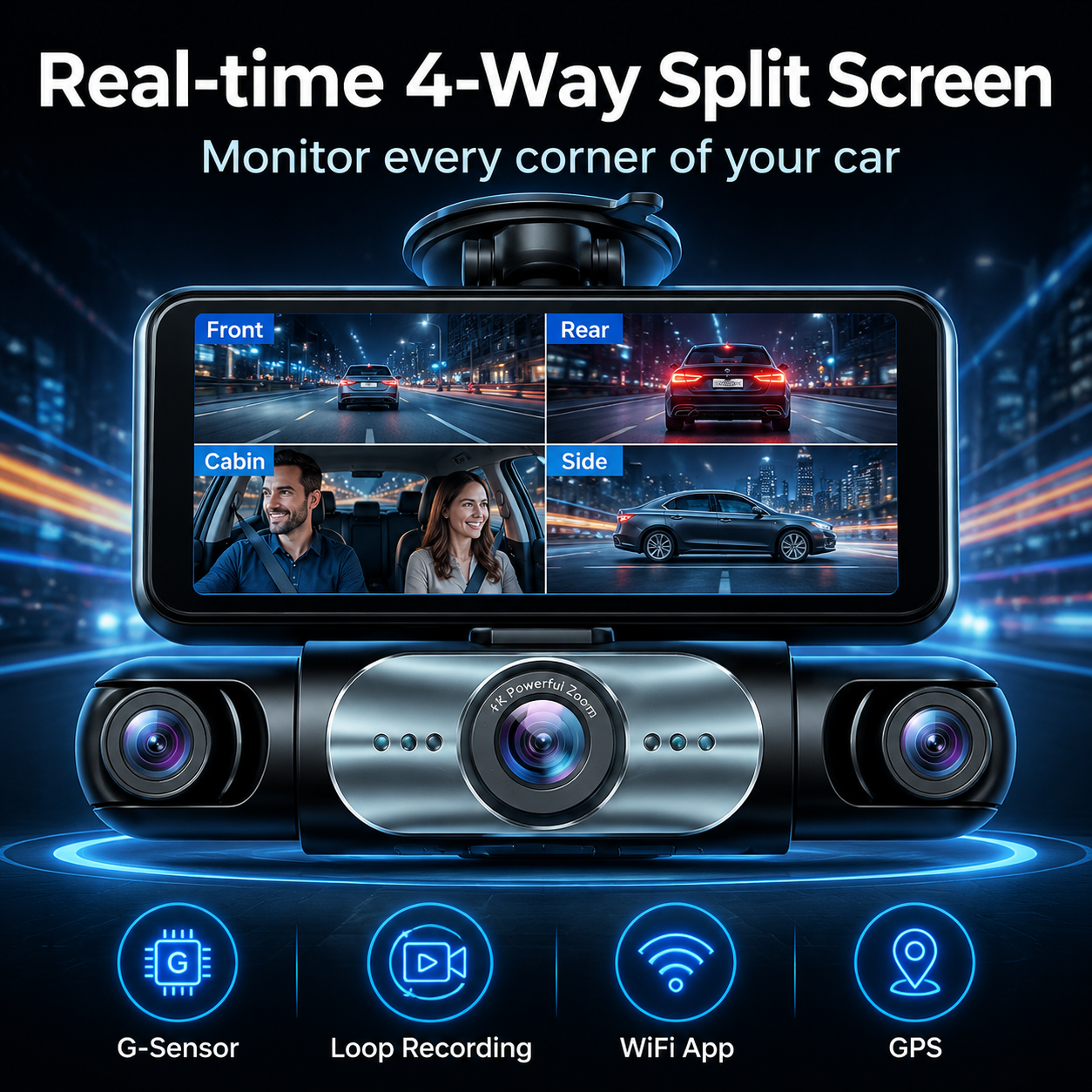2-inch Four-lens Dash Cam