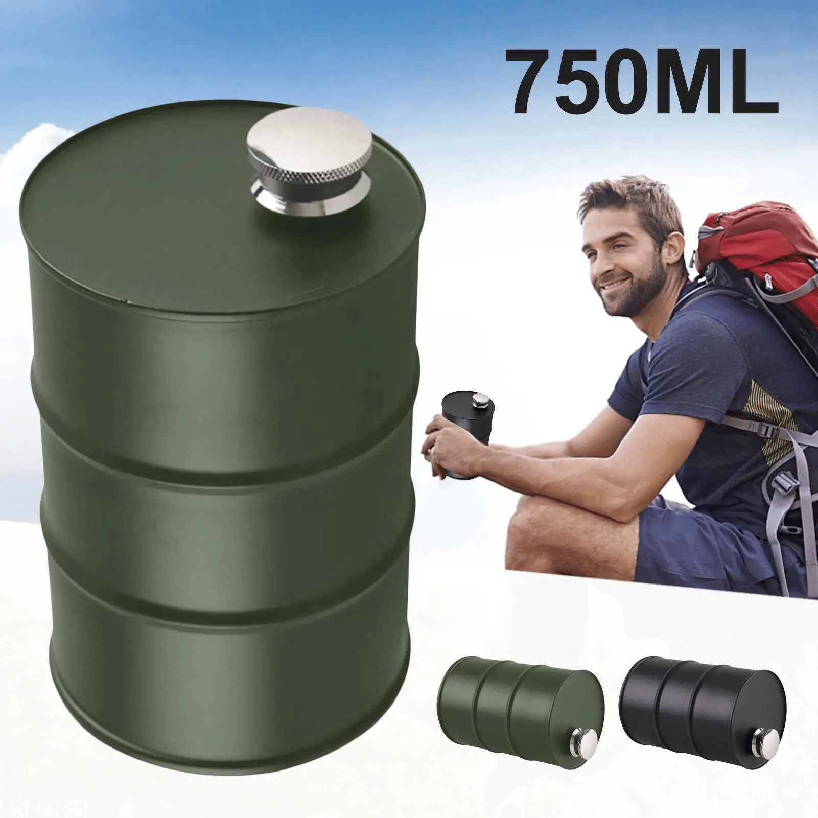 Creative Outdoor Diesel Drum-style Flask—portable Camping Flask