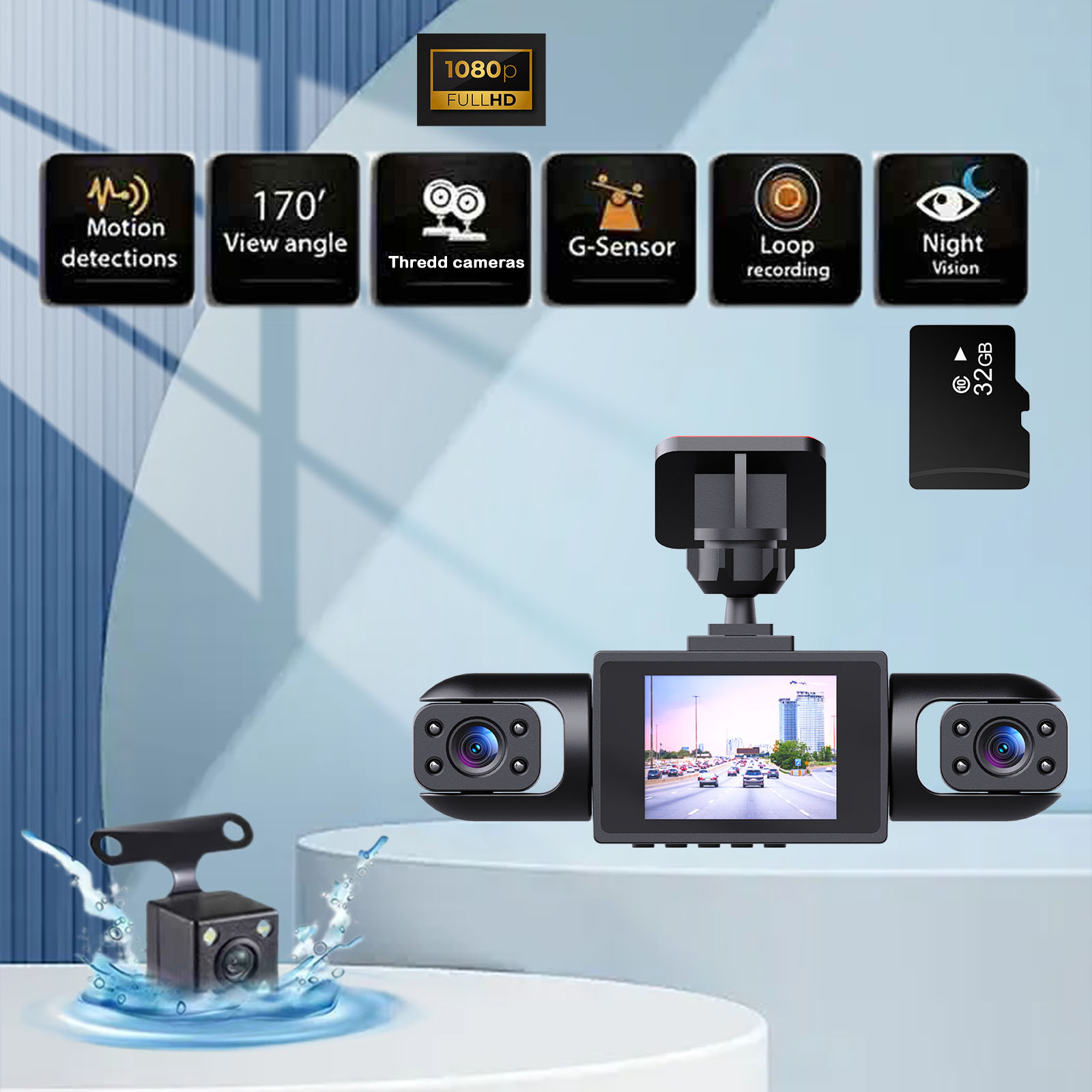 2-inch Four-lens Dash Cam