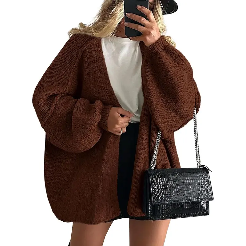 ⚡FINAL SALE⚡Women's Oversized Open-Front Cardigan Sweater - Lightweight Long-Sleeve Knit