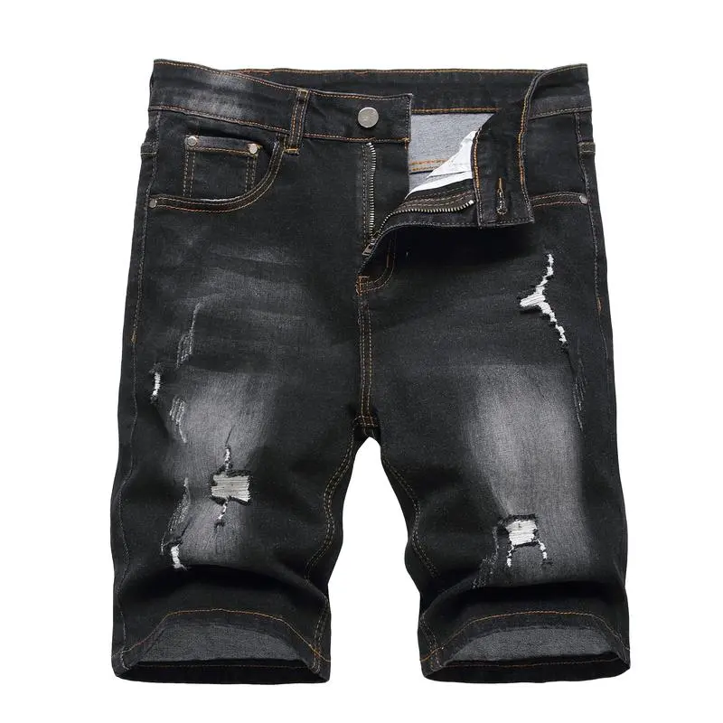 Men's Stretch Ripped Denim Cotton Comfort Shorts.