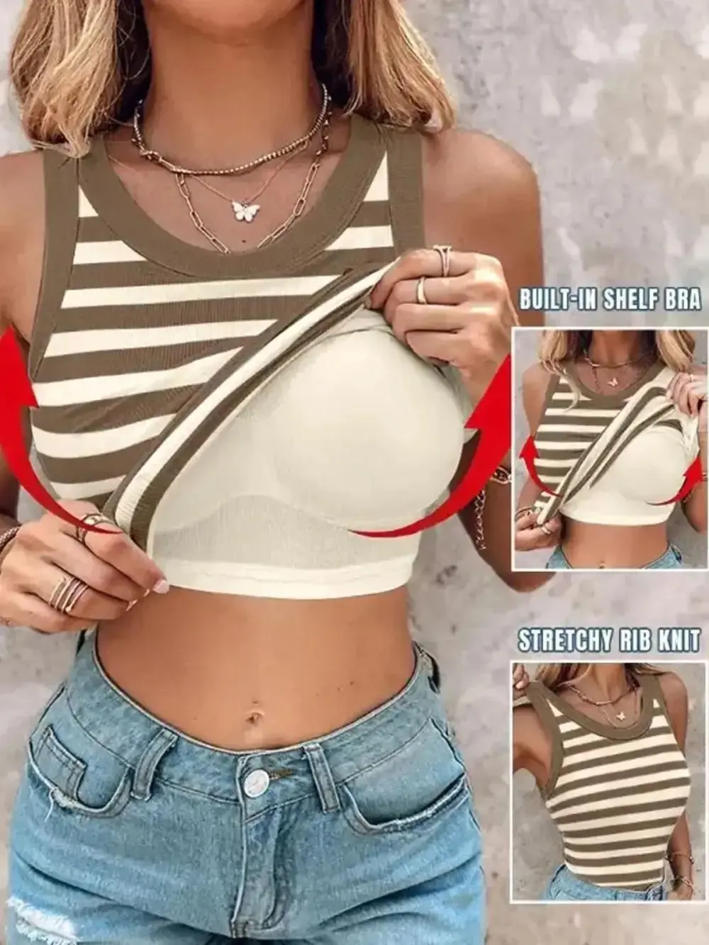 💥Women’s Basic Ribbed Padded Tank Top