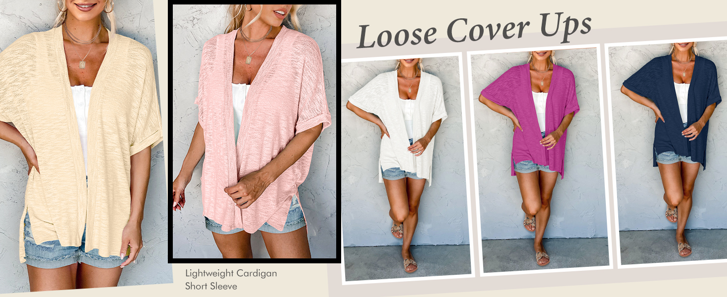 Summer Short Sleeve Lightweight Open Front Cardigan