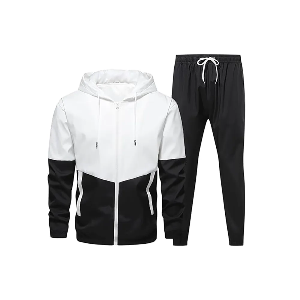 Men’s Colorblock 2-Piece Tracksuit: Full Zip Hoodie + Jogging Pants