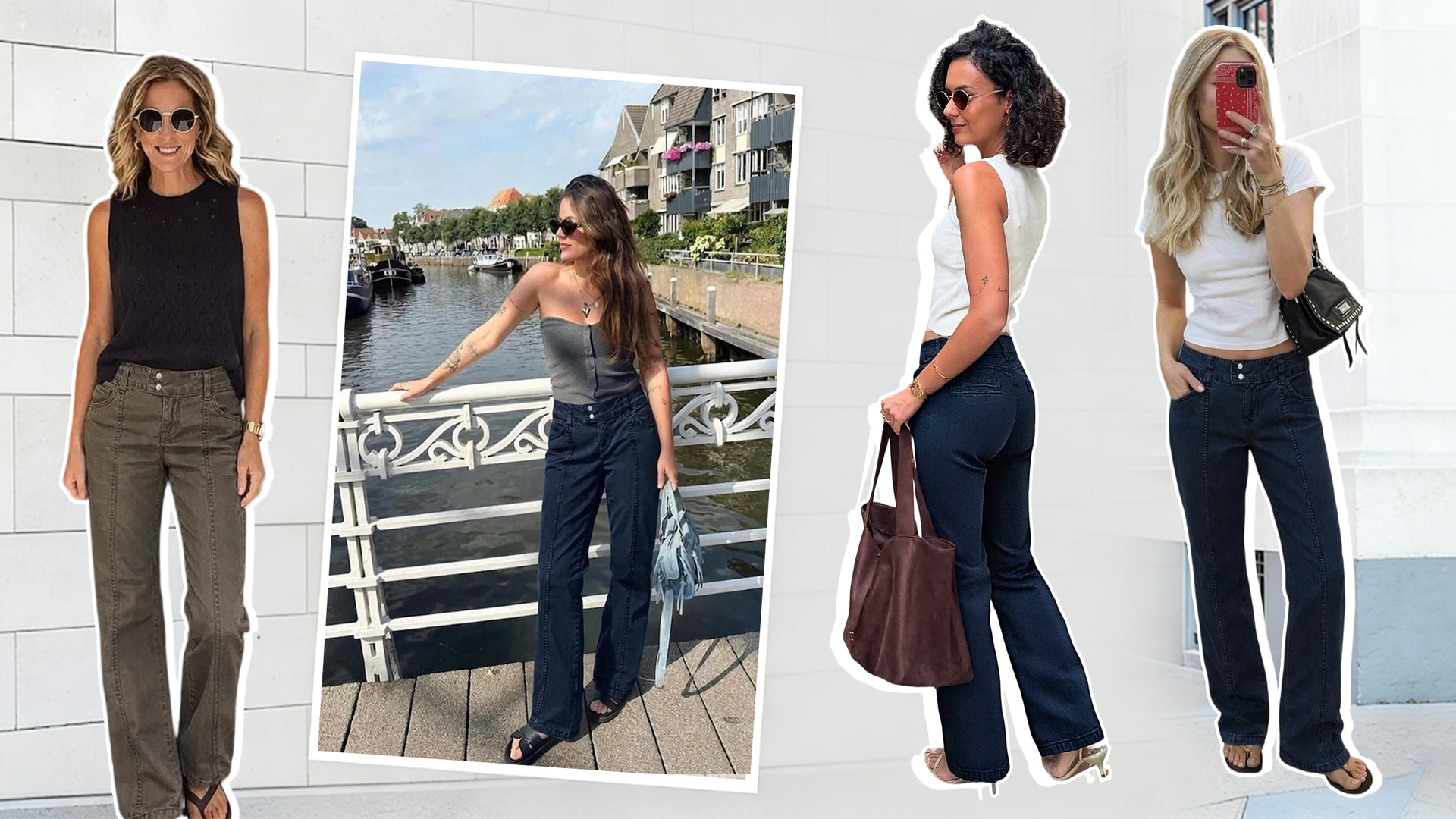 💝Last day promotion -Solid Seam Front Mid Rise Straight Leg Pants