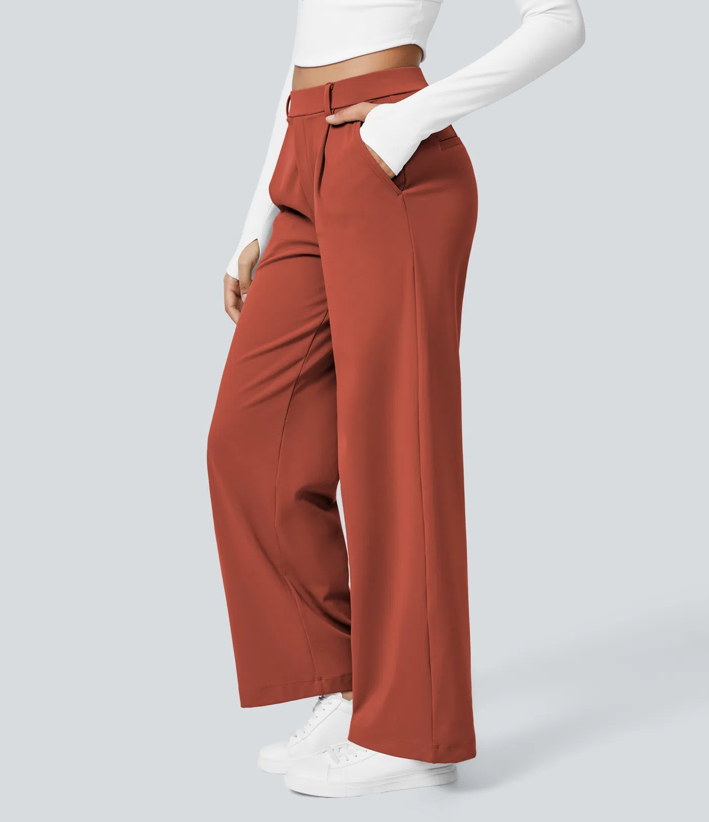 ⏰Big Spring Sale!High Waisted Side Pocket Straight Leg Work Pants