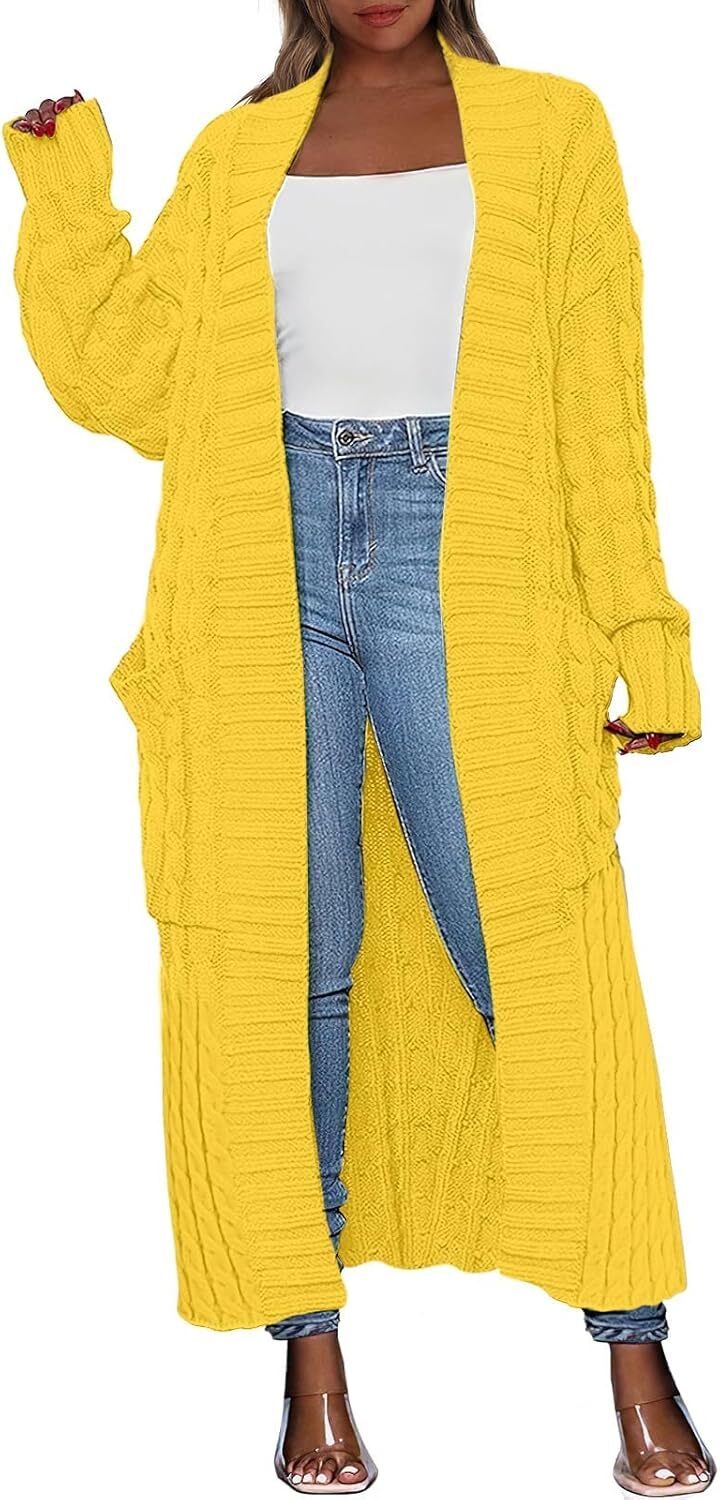 Women's Long Cardigan 2024 Oversized Coat Long Sleeve Open Cardigan Knitted Extra Long Coat Autumn Fashion Jacket Clothes