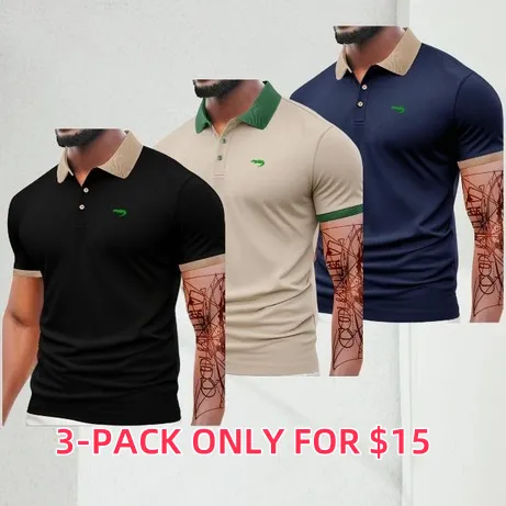 Men's Regular Fit Letter Print Short Sleeve Polo Shirt – a casual collared top for summer