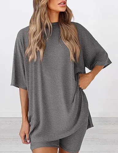 🔥Women's Casual Loose-fitting Two-Piece Set (Crew Neck/V-Neck) 🔥 10-Piece Set - Includes All Colors, Only $24