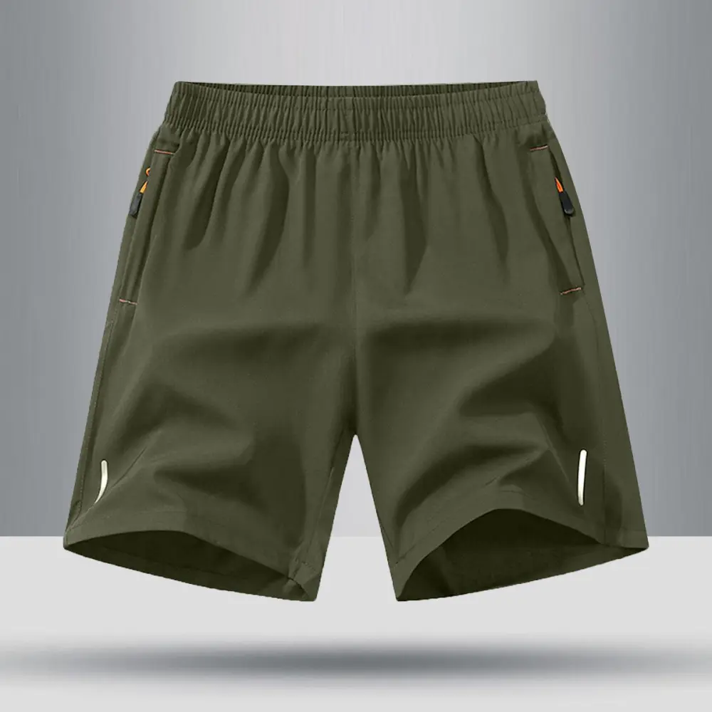 Men's Solid Color Zipper Pocket Shorts