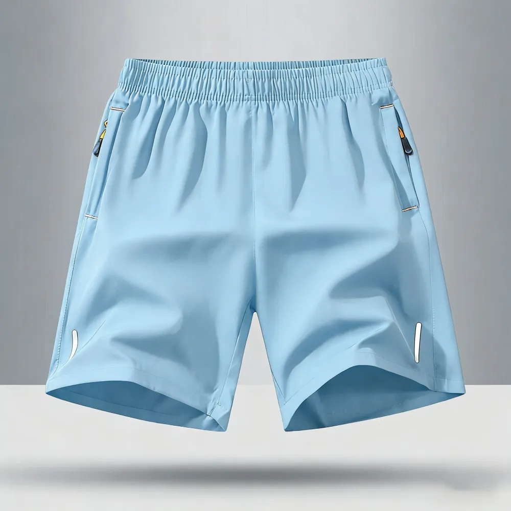 Men's Solid Color Zipper Pocket Shorts