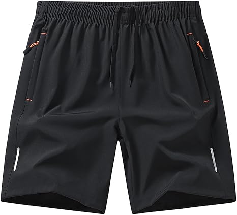 Men's Athletic Shorts Lightweight Outdoor Shorts Quick Dry Workout Short with Zip Pockets for Basketball Running Hiking