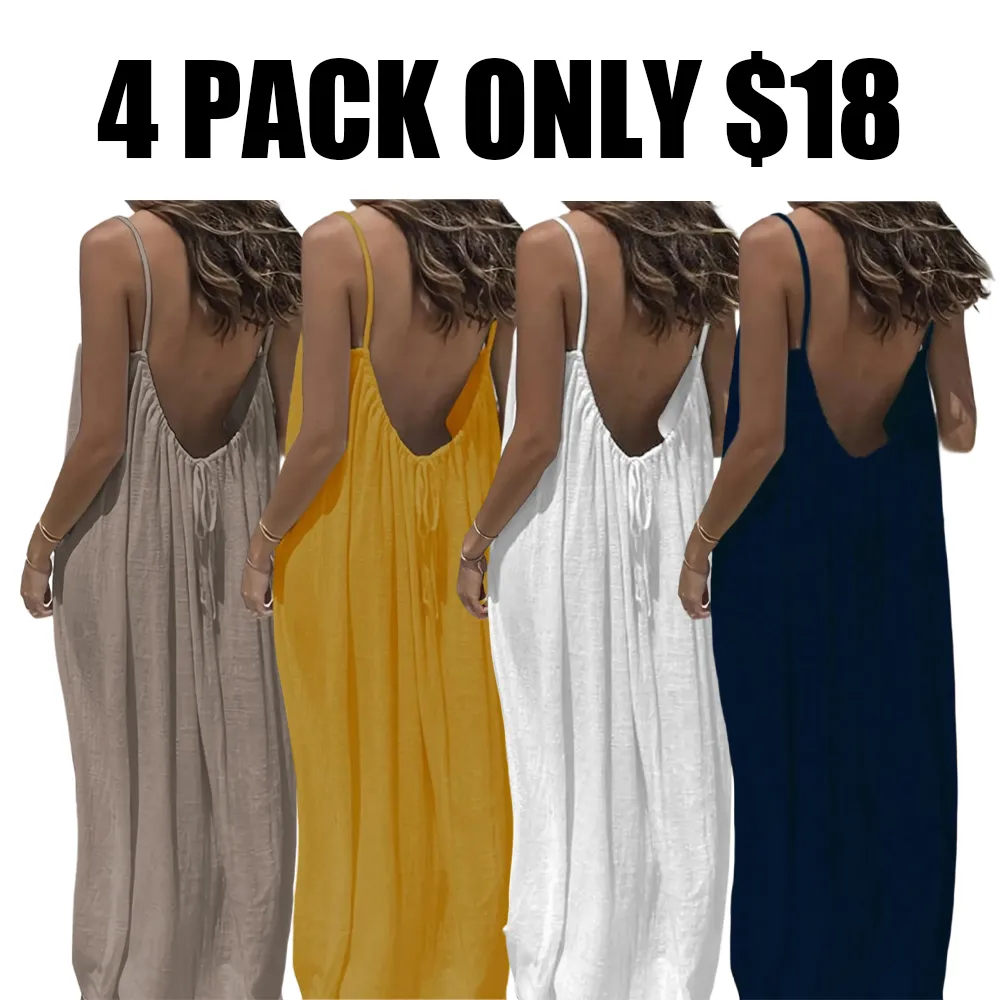 Lady's summer halter-neck backless dress