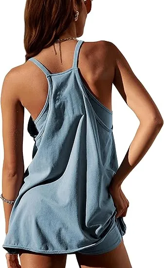 Women's Summer Sleeveless Mini Dress Athletic Spaghetti Strap