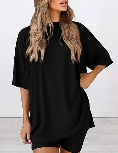 🔥Women's Casual Loose-fitting Two-Piece Set (Crew Neck/V-Neck) 🔥 10-Piece Set - Includes All Colors, Only $24