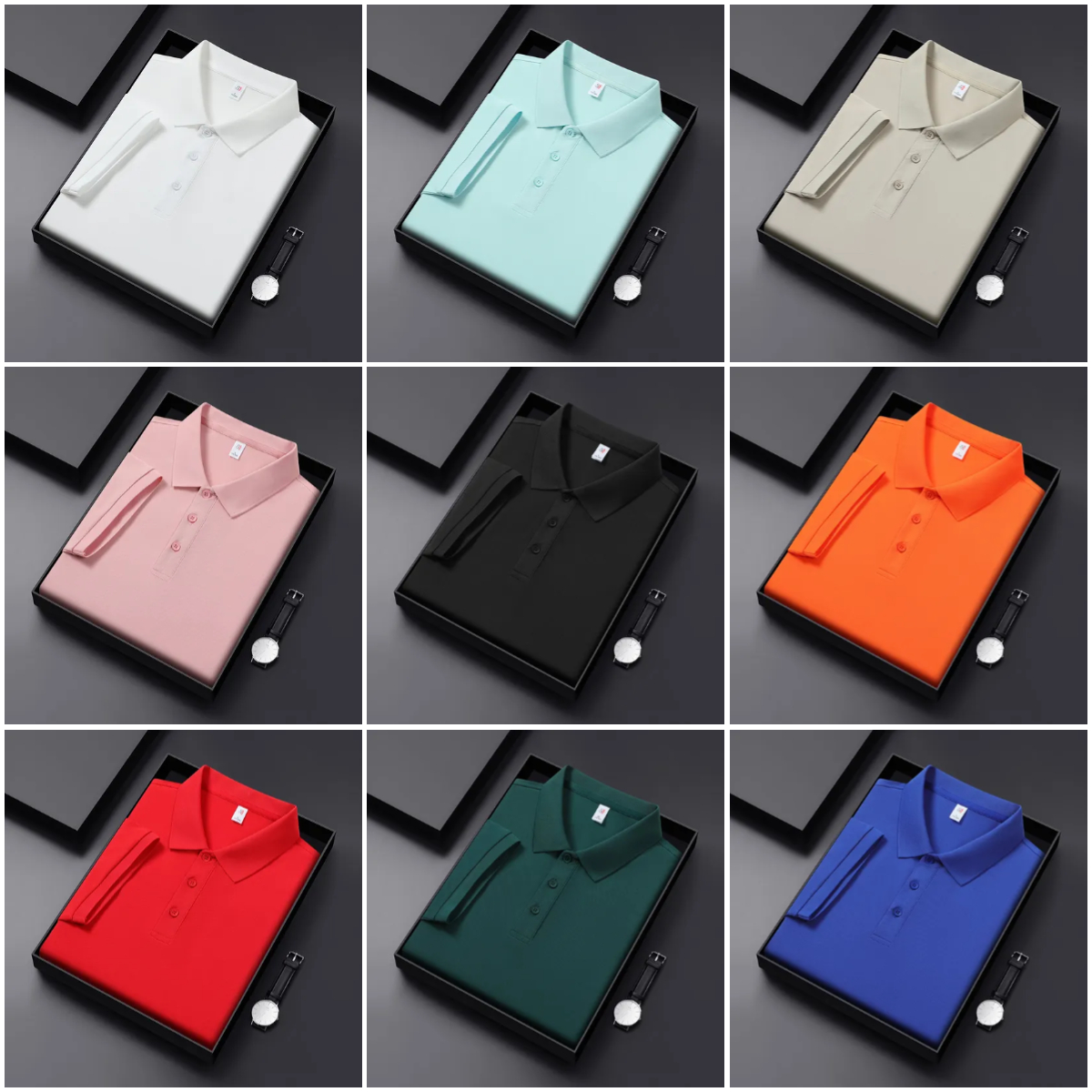 9 Pack | Men's Classic Fit LIGHT Polo Shirts