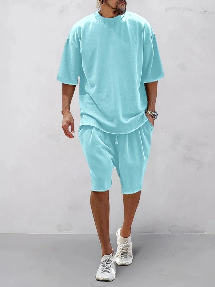 Men's Casual Loose Fit Solid Sports Sets