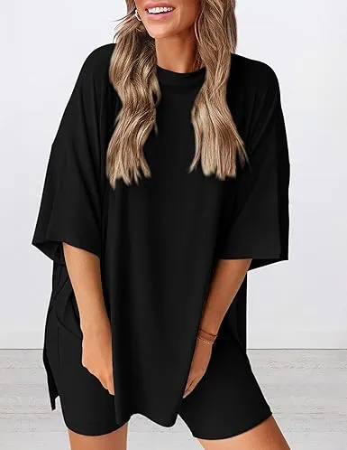 🔥Women's Casual Loose-fitting Two-Piece Set (Crew Neck/V-Neck) 🔥 10-Piece Set - Includes All Colors, Only $24
