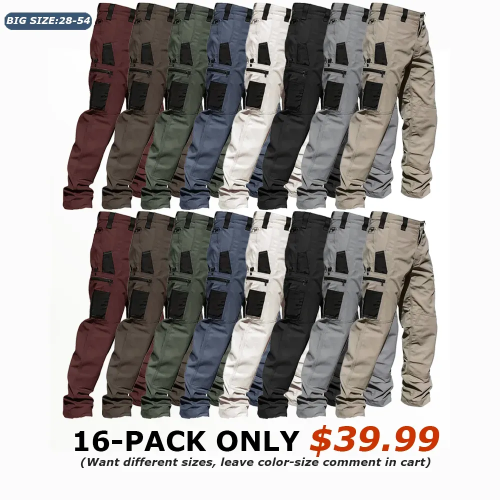 🔥8-Pack Only $29.99(All colors)🔥Men's 8-Pack Unisex 10-Pocket Heavy Duty zipper waterproof tactical Work Pants