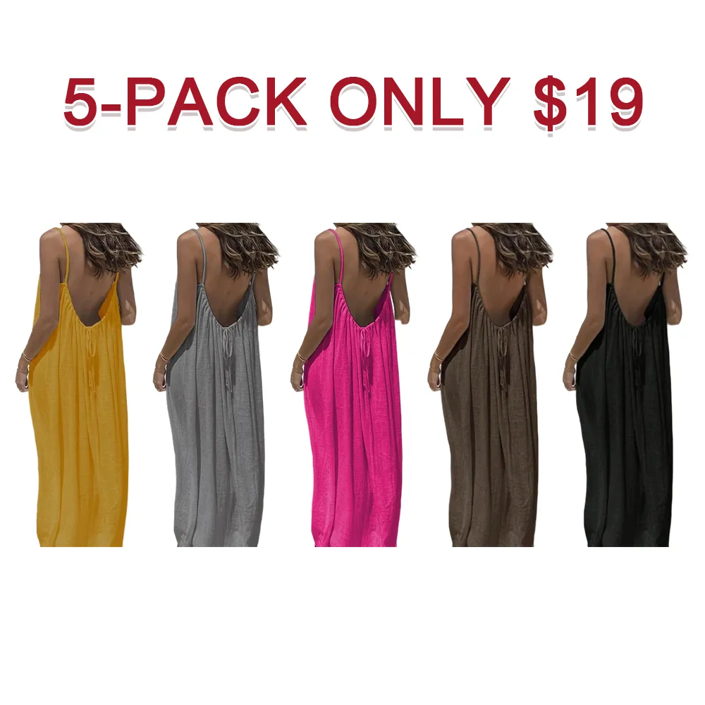Women's Solid Backless Cami Dress