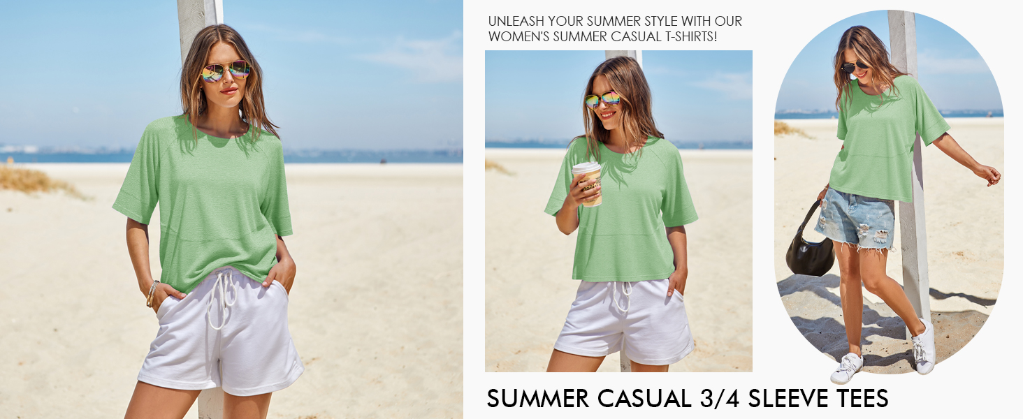 Women Summer Casual Batwing Half Sleeve T-Shirt Loose Fit Cute Basic Flowy Boxy Tops Tees Blouse