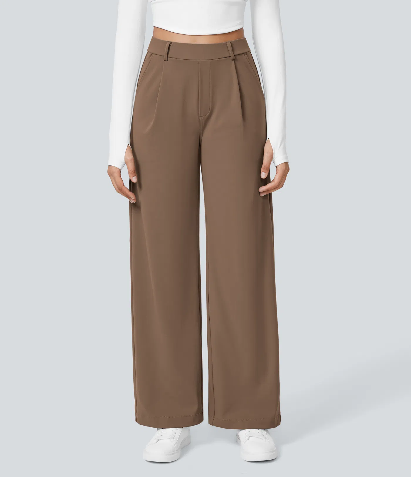 ⏰Big Spring Sale!High Waisted Side Pocket Straight Leg Work Pants
