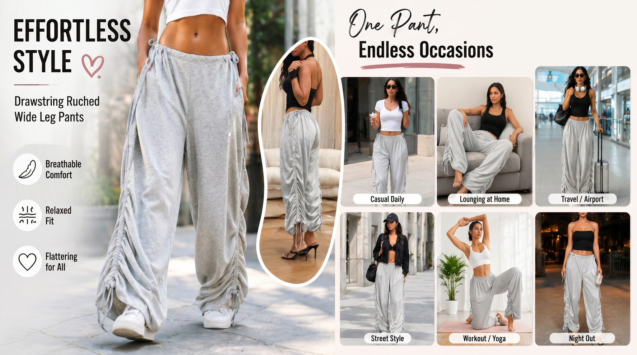 Women's 4-in-1 Adjustable Wide Leg Pants