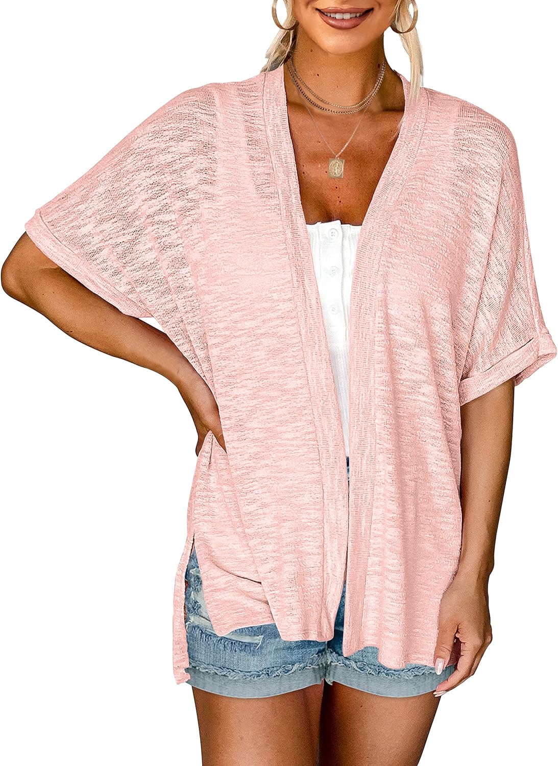 💝This Week’s Deal⚡-Women's 2026 Summer Lightweight Kimono Cardigan Short Sleeve Open Front Casual Loose Trendy Beach Cover Ups