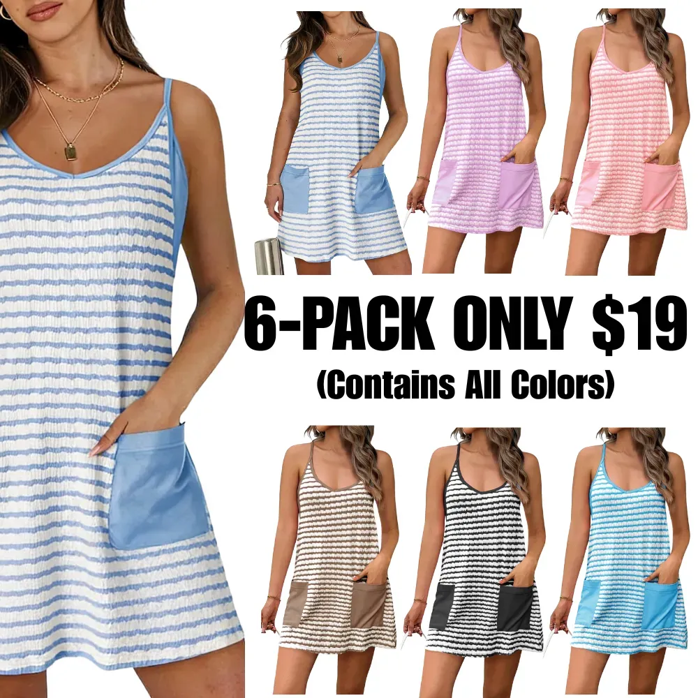 Women's Summer Sleeveless Mini Dress Athletic Spaghetti Strap