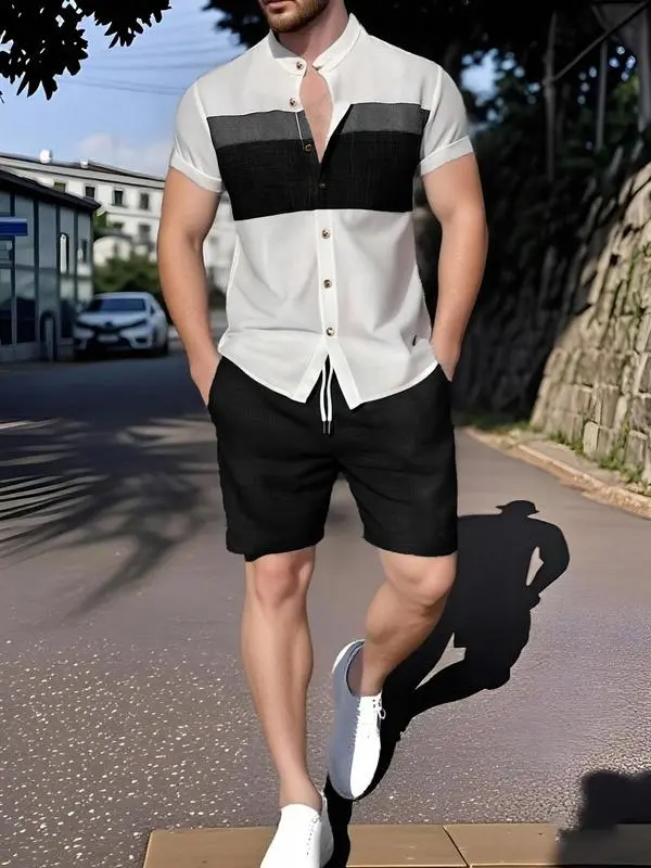 Daily Wear two-Piece Set Men's Casual Top & Track Shorts