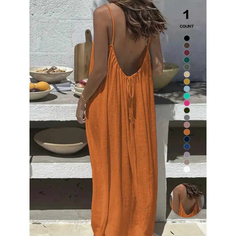 Lady's summer halter-neck backless dress