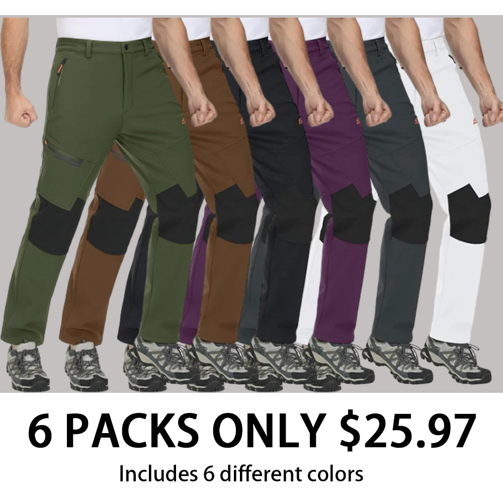 Men's Fleece-Lined Winter Ski Pants – Water-Resistant with 4 Zip Pockets