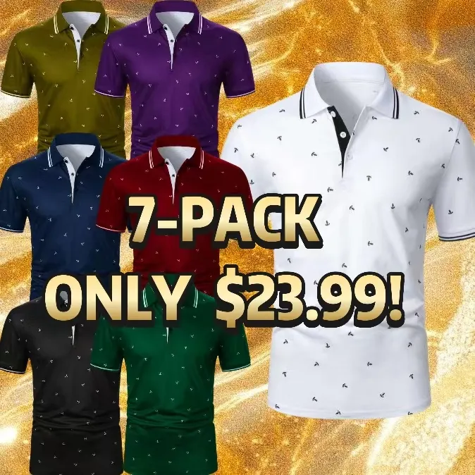 Men's Anchor Print Short Sleeve Polo Shirt