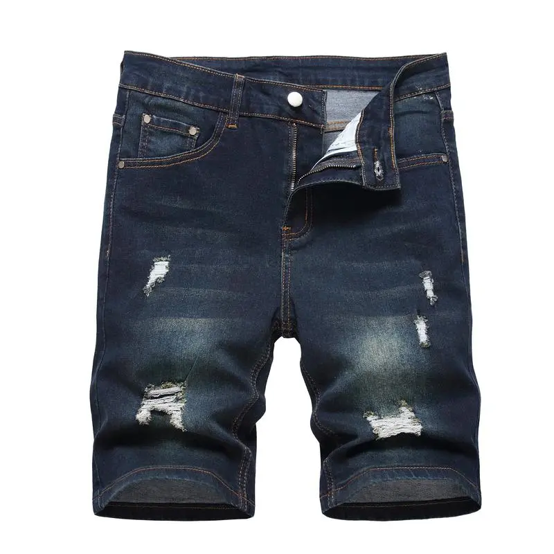 Men's Stretch Ripped Denim Cotton Comfort Shorts.