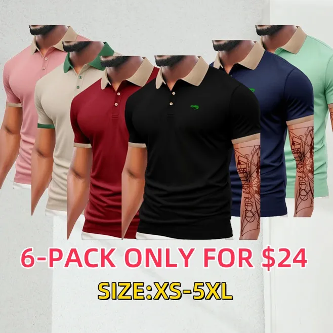 Men's Regular Fit Letter Print Short Sleeve Polo Shirt – a casual collared top for summer