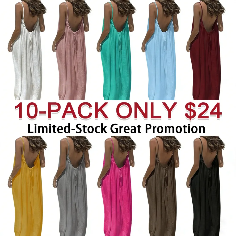 Women's Solid Backless Cami Dress