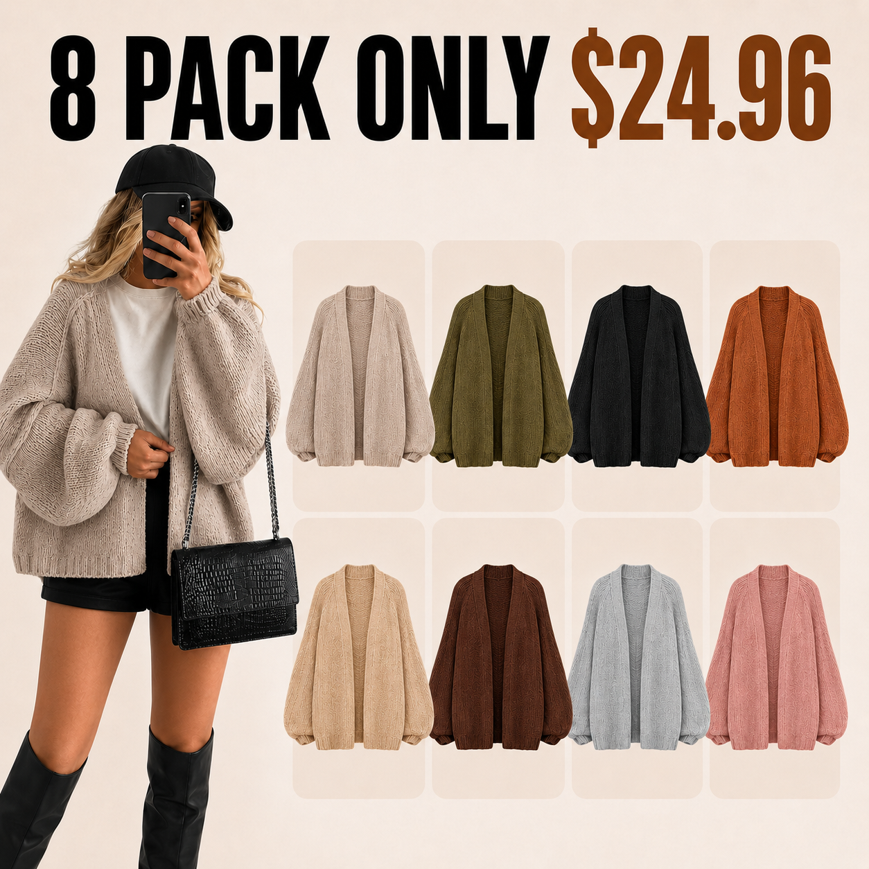 Women's Oversized Open-Front Cardigan Sweater - Lightweight Long-Sleeve Knit
