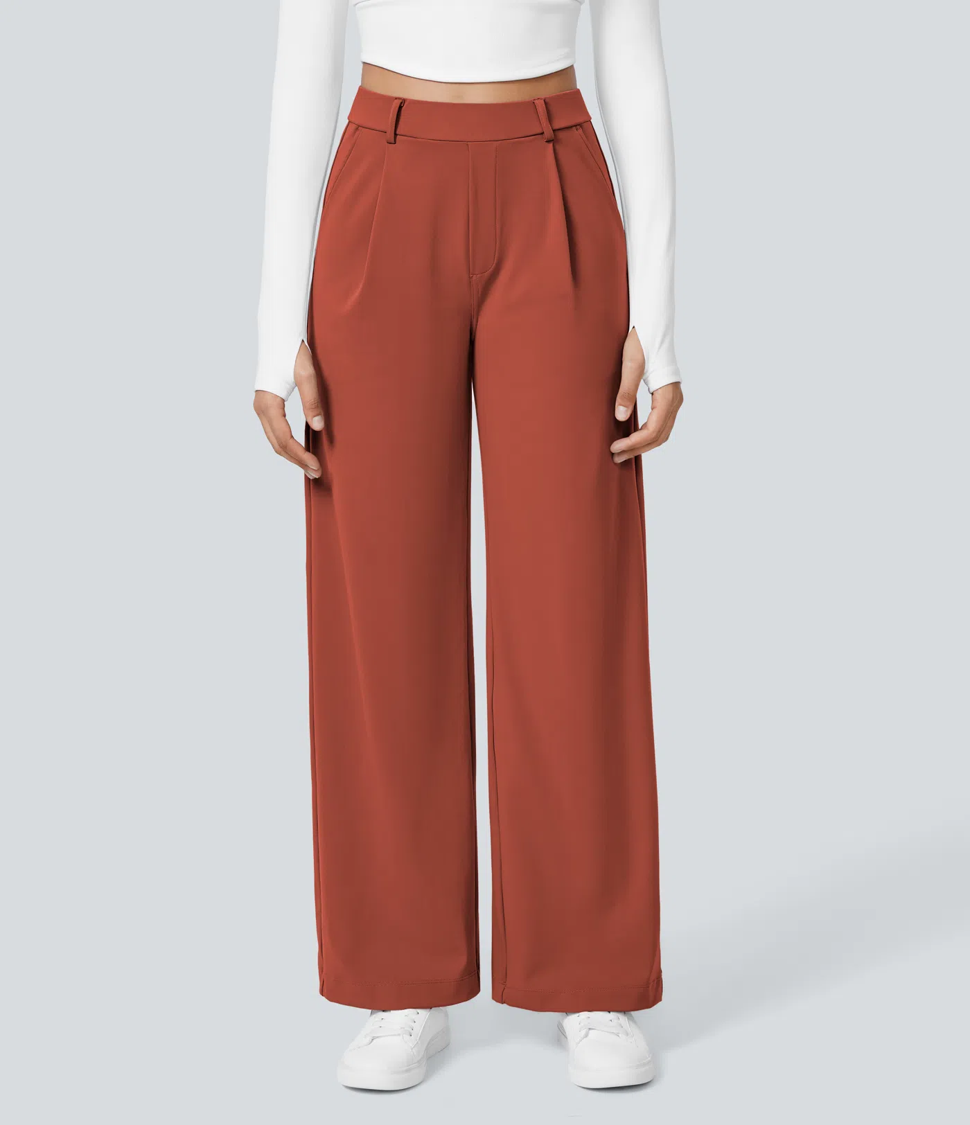 ⏰Big Spring Sale!High Waisted Side Pocket Straight Leg Work Pants