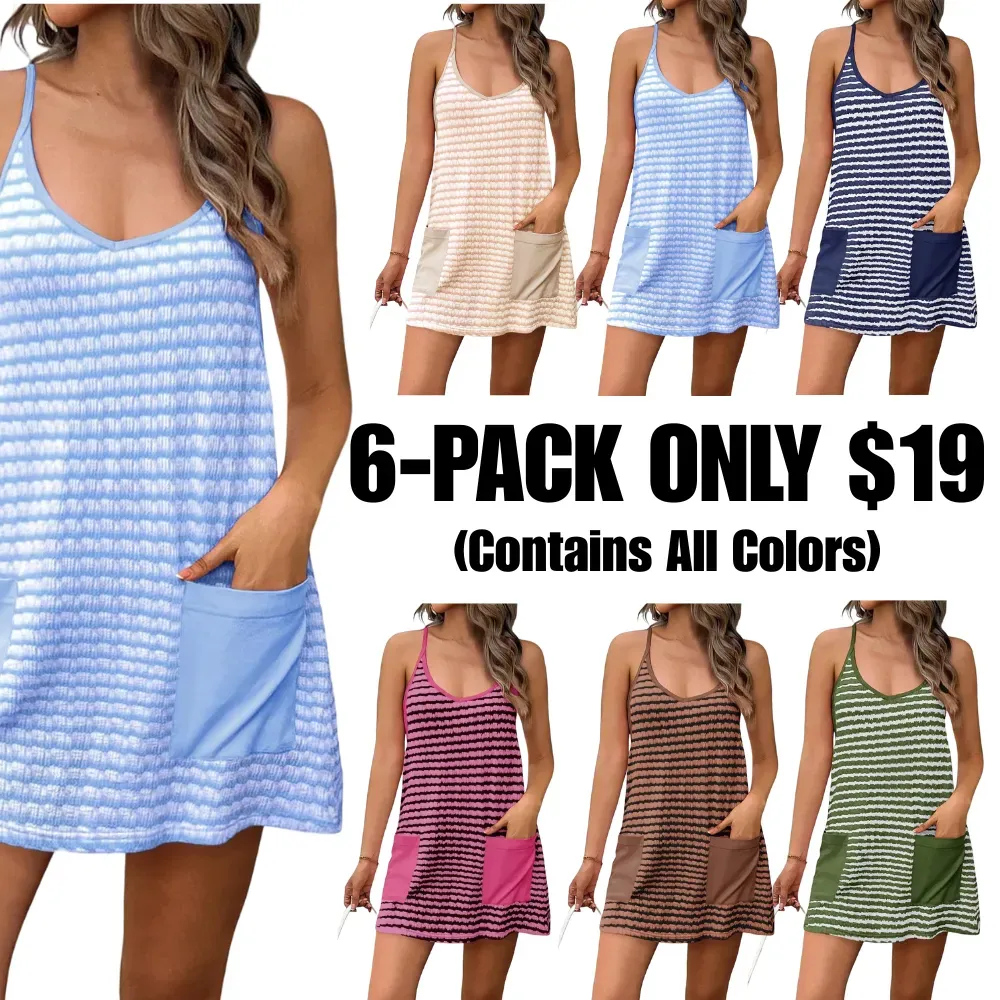 Women's Summer Sleeveless Mini Dress Athletic Spaghetti Strap